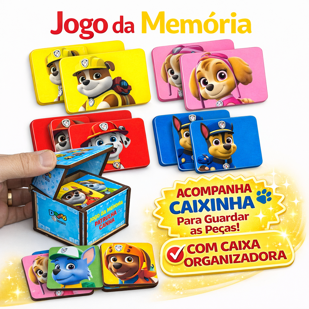 Jogo Da Memória 12 Peças - Infantil - criança - brinquedo - Diversão garantida Patrulha Canina