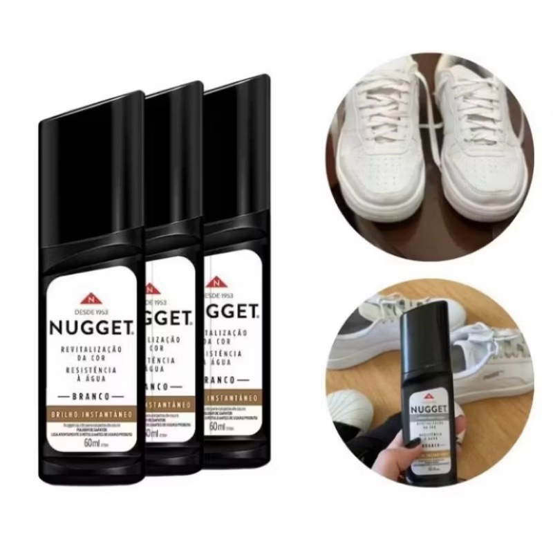 3 Polidor De Sapato Líquido Nugget Frasco 60ml cor branco