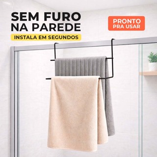 Suporte Porta Toalha de Banho Encaixe Box Porta Banheiro Elegante Luxo Resistente Eficiente Preto em Oferta na Shopee