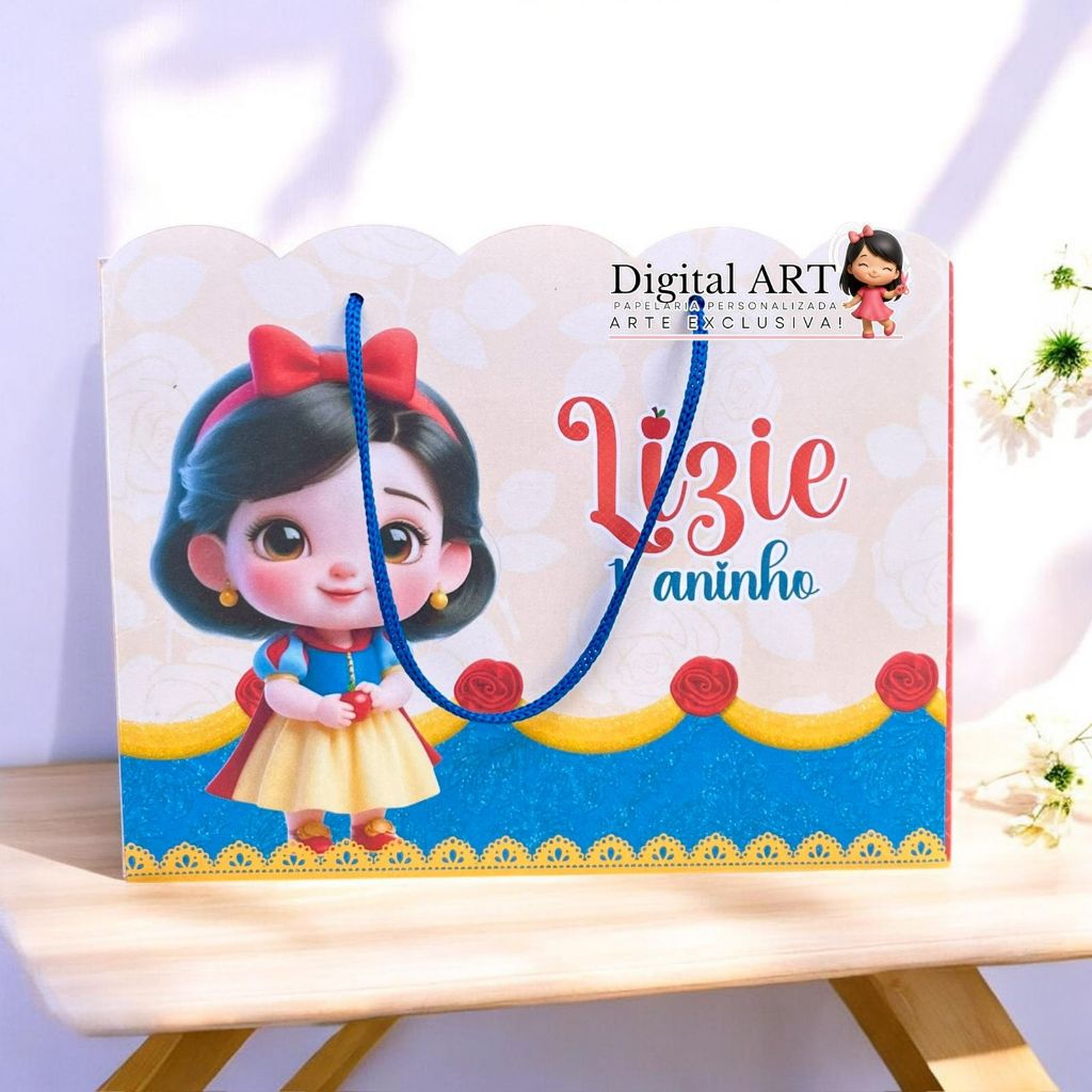 Sacolinha Branca de Neve Baby Personalizada | Pegue e Monte 20x15 Lembrancinha Infantil Festa Menina