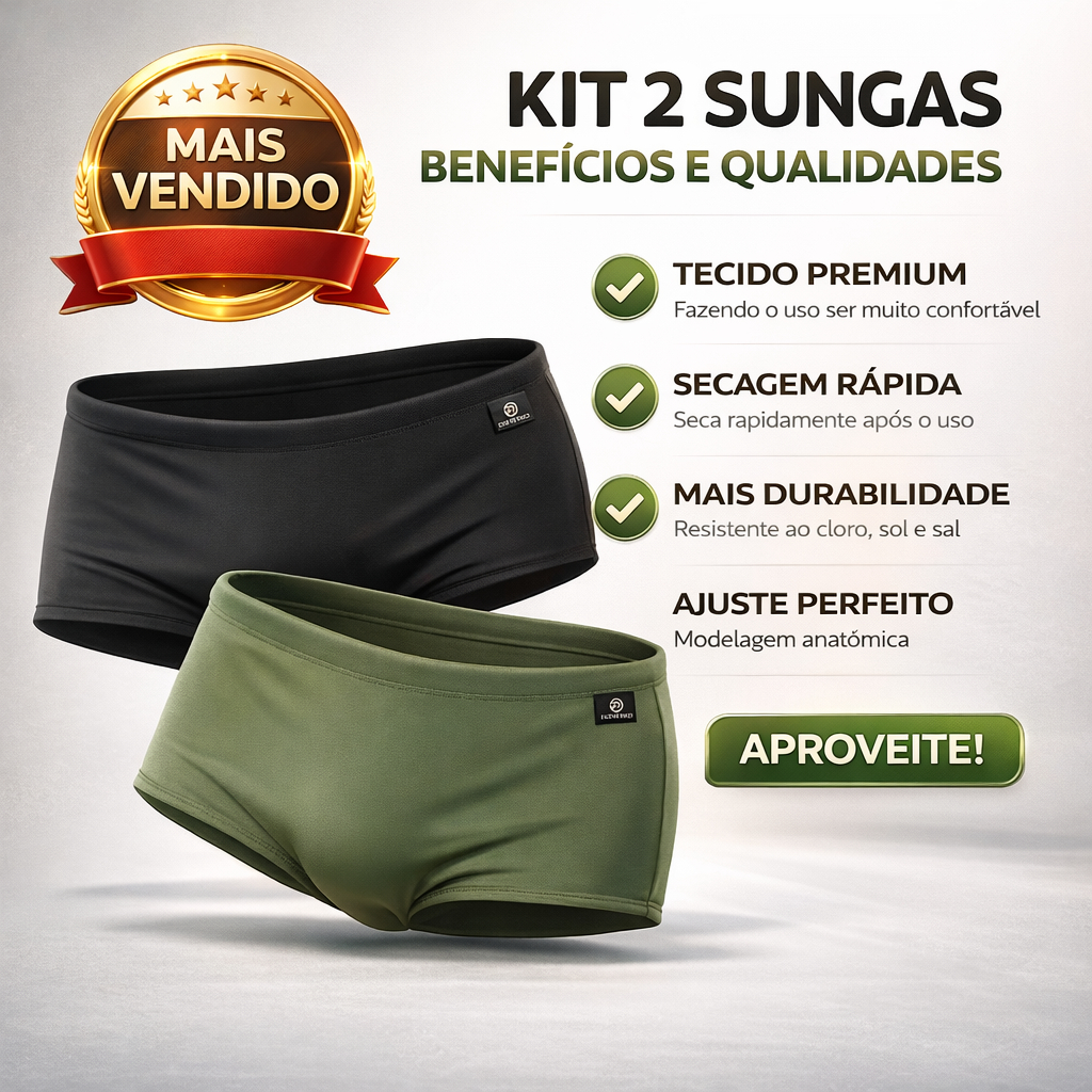 Sunga Boxer Curta Masculina Kit 2 Peças Praia Piscina Academia