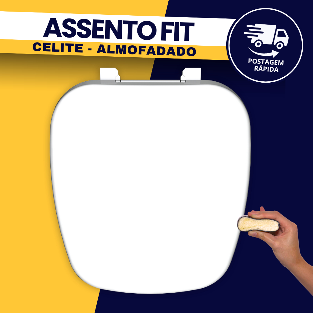Tampa Assento Para Vaso Sanitário Almofadado Branco Luxo Fit Celite Durín