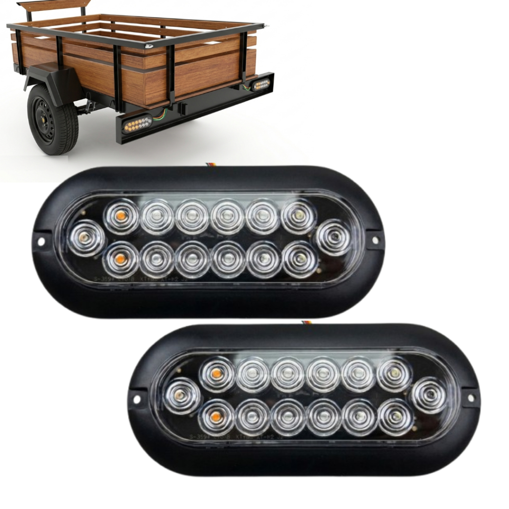 Par Lanterna Traseira Carretinha Led ASX 12v Luz de Freio Ré Seta Reboque