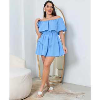 Macaquinho Feminino Macacao Vestido Soltinho Short Conjunto Crepe Duna Vestido Babado em Oferta na Shopee