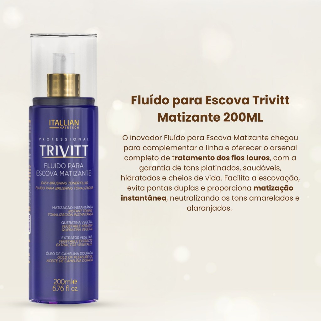 Fluido Para Escova Matizante Trivitt 200ml Itallian Hairtech · foto 2