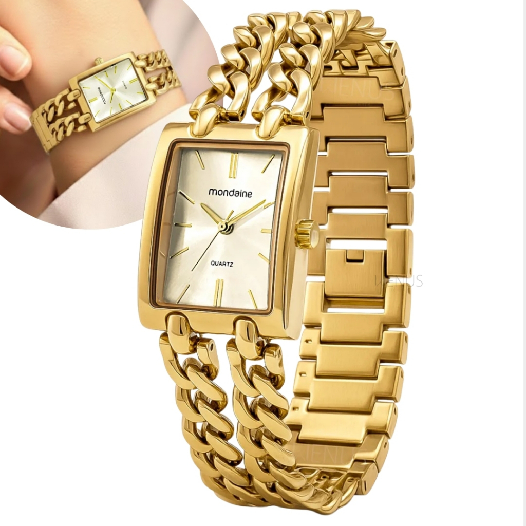 Relógio Mondaine Feminino Quadrado Pulso Clássico Original em Oferta na Shopee