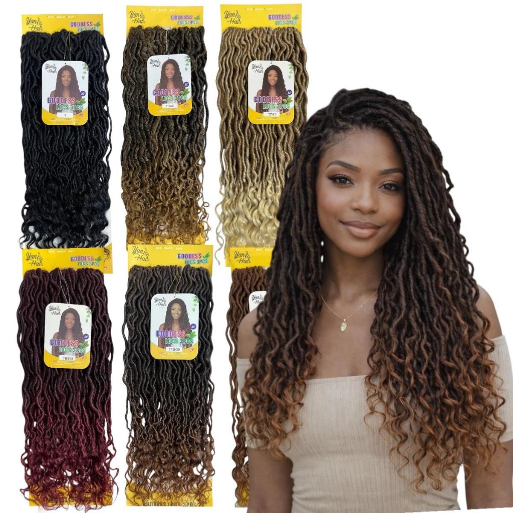 2 Pacts Cabelo Faux Locs Goddess 65cm 300Gr 70 Dreads No Pacote Crochet Brainds