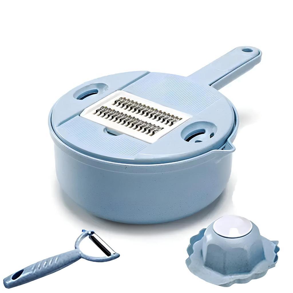 Ralador Descascador Cortador Fatiador Vegetais Legumes Frutas Alimentos Multifuncional Kit 12 em 1