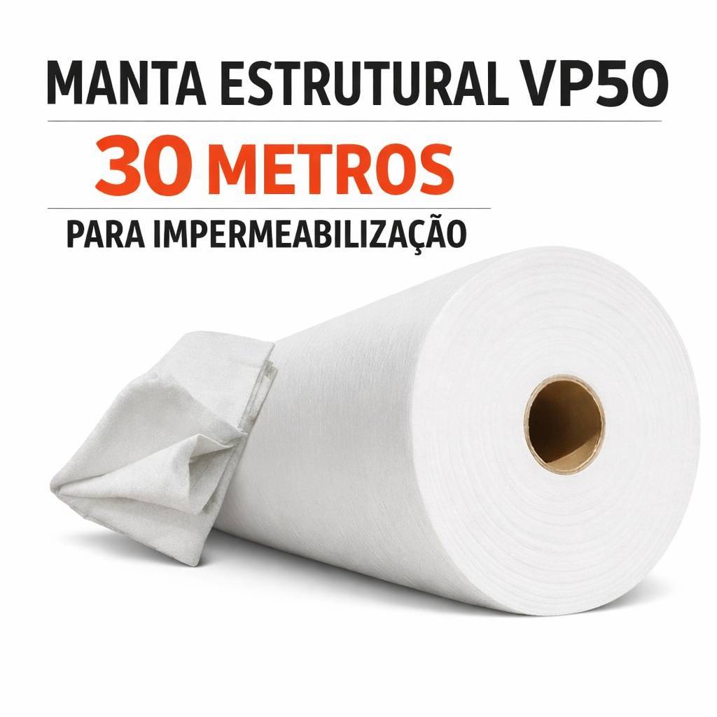 Manta Estrutural VP50 30Metros Para Impermeabilização De Lajes Telhados Reforço Anti Goteira