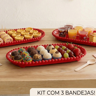 Kit Festa 3 Bandejas Festa Infantil Várias Cores Modelo Oval 24x12cm Entrega Rápida em Oferta na Shopee