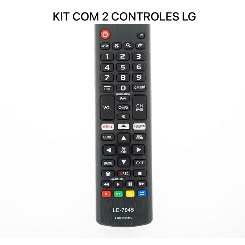 KIT COM ATÉ 5 Controle Remoto universal LG Compatível Smart TV 4K LED LCD 24 a 65 Polegadas