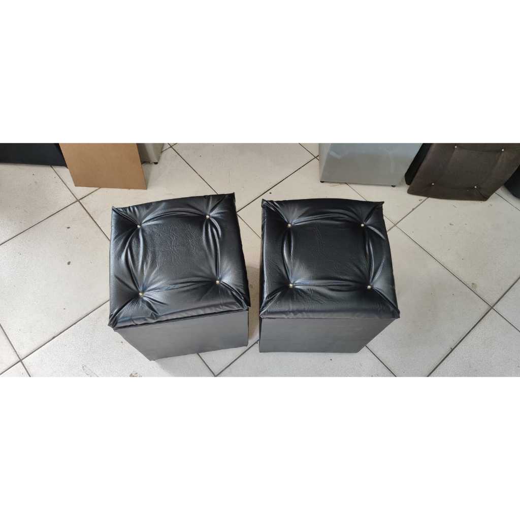 kit 2 pcs puff bau quadrado banqueta