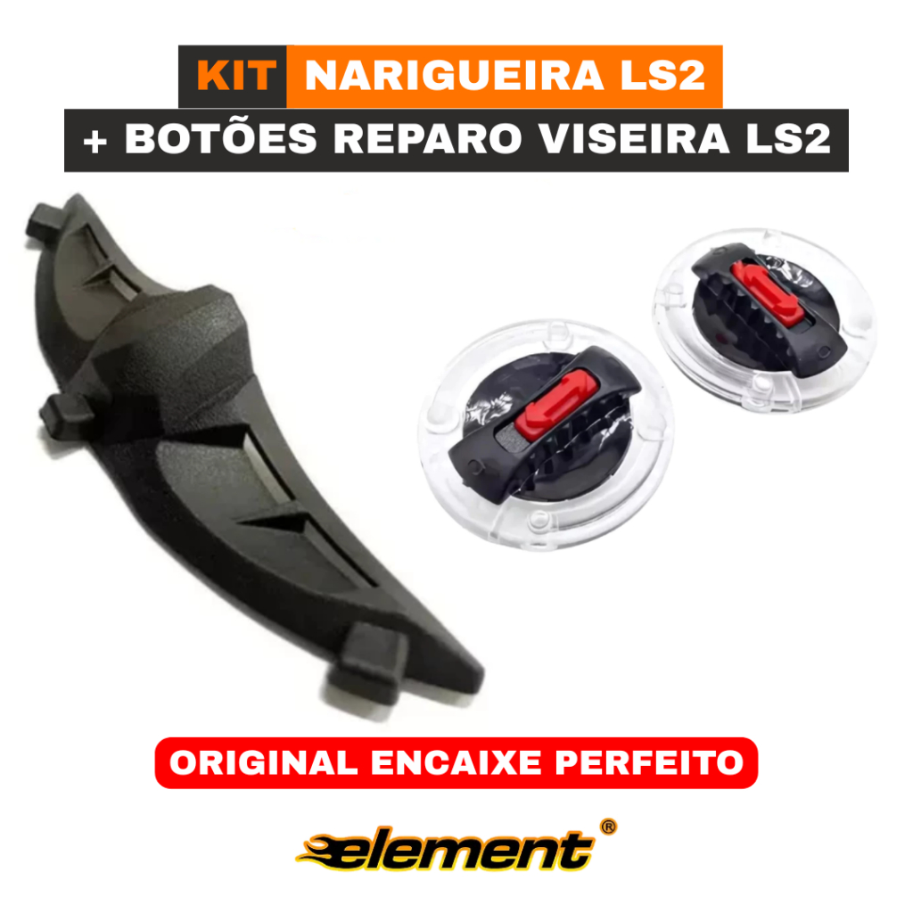 Kit Narigueira Compatível com LS2 + Par Botão Reparo Viseira Capacete LS2 Encaixe