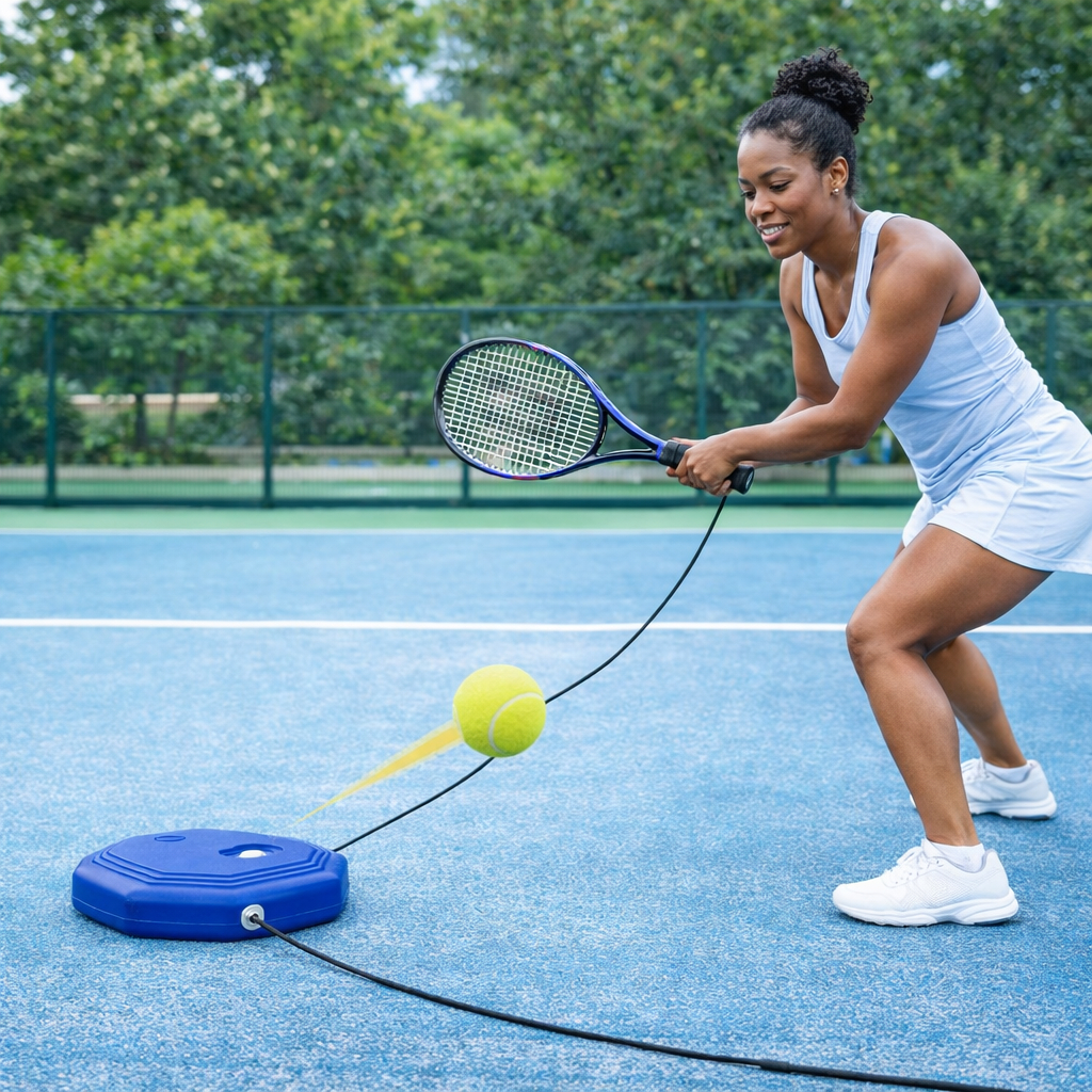 Treinador de Tênis Rebote de Bola para Esporte Treine Sozinho Base de Treinamento Solo com Bola