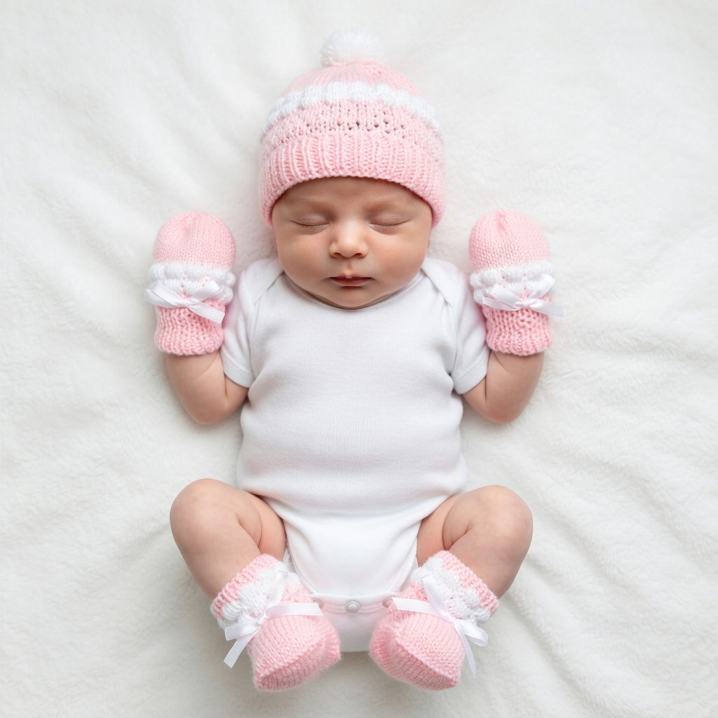 GORRO LUVA SAPATO BEBÊ RECÉM NASCIDO LÃ - SAÍDA DE MATERNIDADE - ENXOVAL BEBÊ