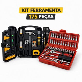 Kit Ferramentas 175 Peças Maleta Completa Profissional | Jogo Soquete Catraca Alicate Casa Oficina Carro Moto em Oferta na Shopee