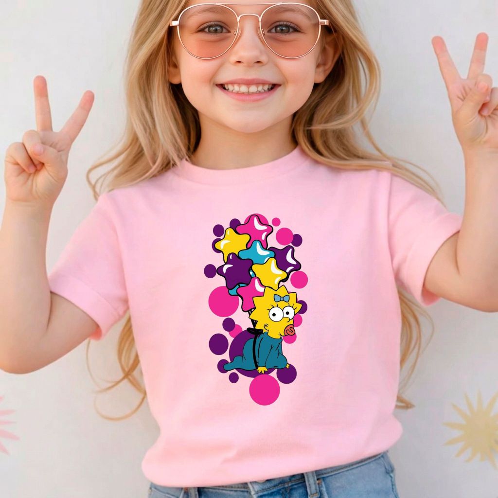 Camiseta Infantil Menina Desenho Simpsons Maggie 100% Algodão Premium Confortável Casual