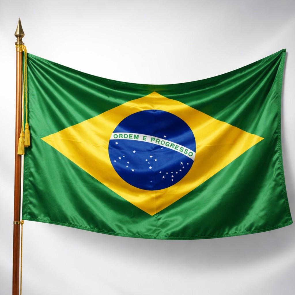 Bandeira do Brasil Cetim 1,00 x 1,50m Cores Vivas Alta Qualidade Decoração Eventos - Copa Do Mundo