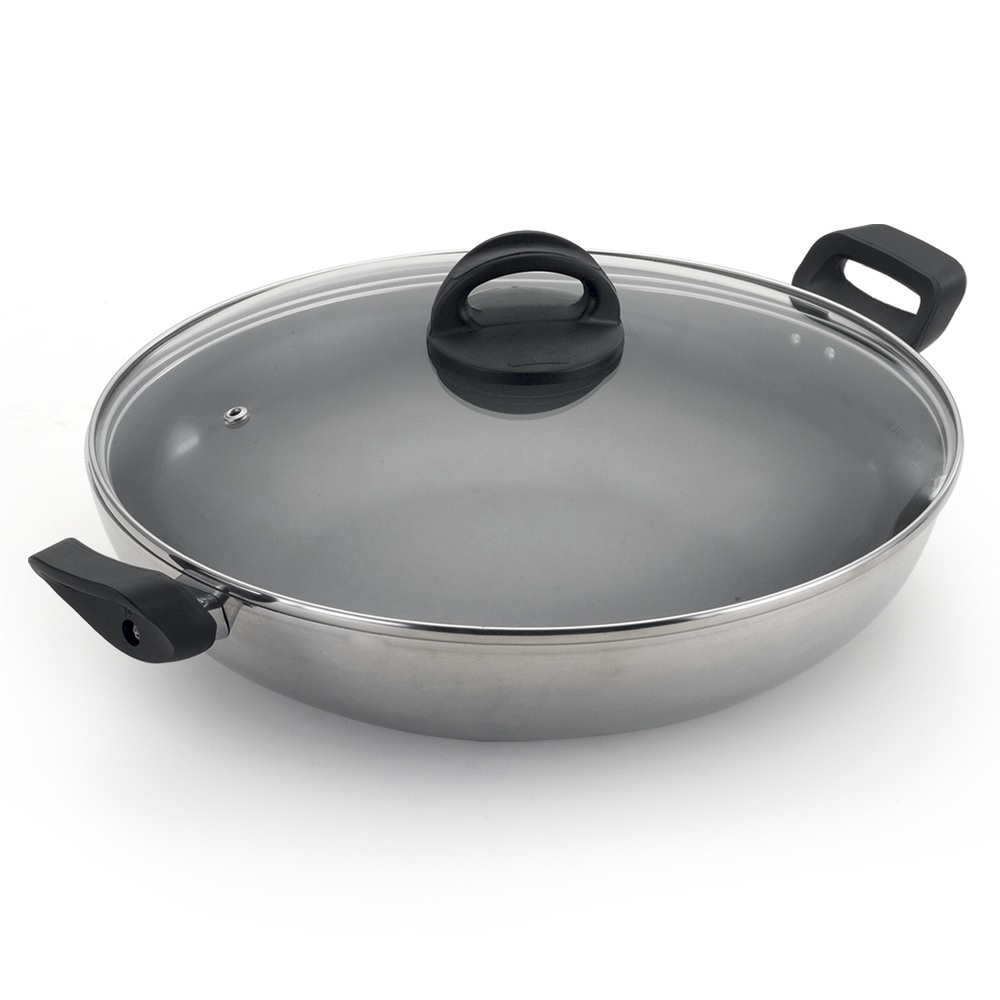 Panela Frigideira Wok com Tampa 28cm Aluminio Nacional