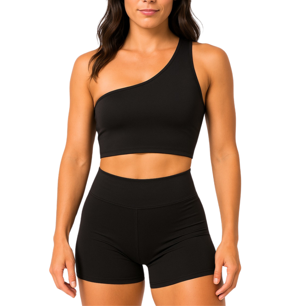 Blusa Feminina Uma Manga Ribana Canelada Cropped Tendência