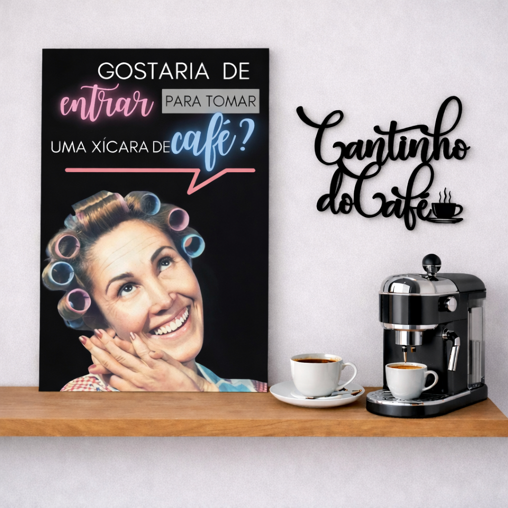 Placa Decorativa Para Cozinha Cantinho Do Café - Quadro Coffe - Cafeteria + Mdf Cantinho do Café