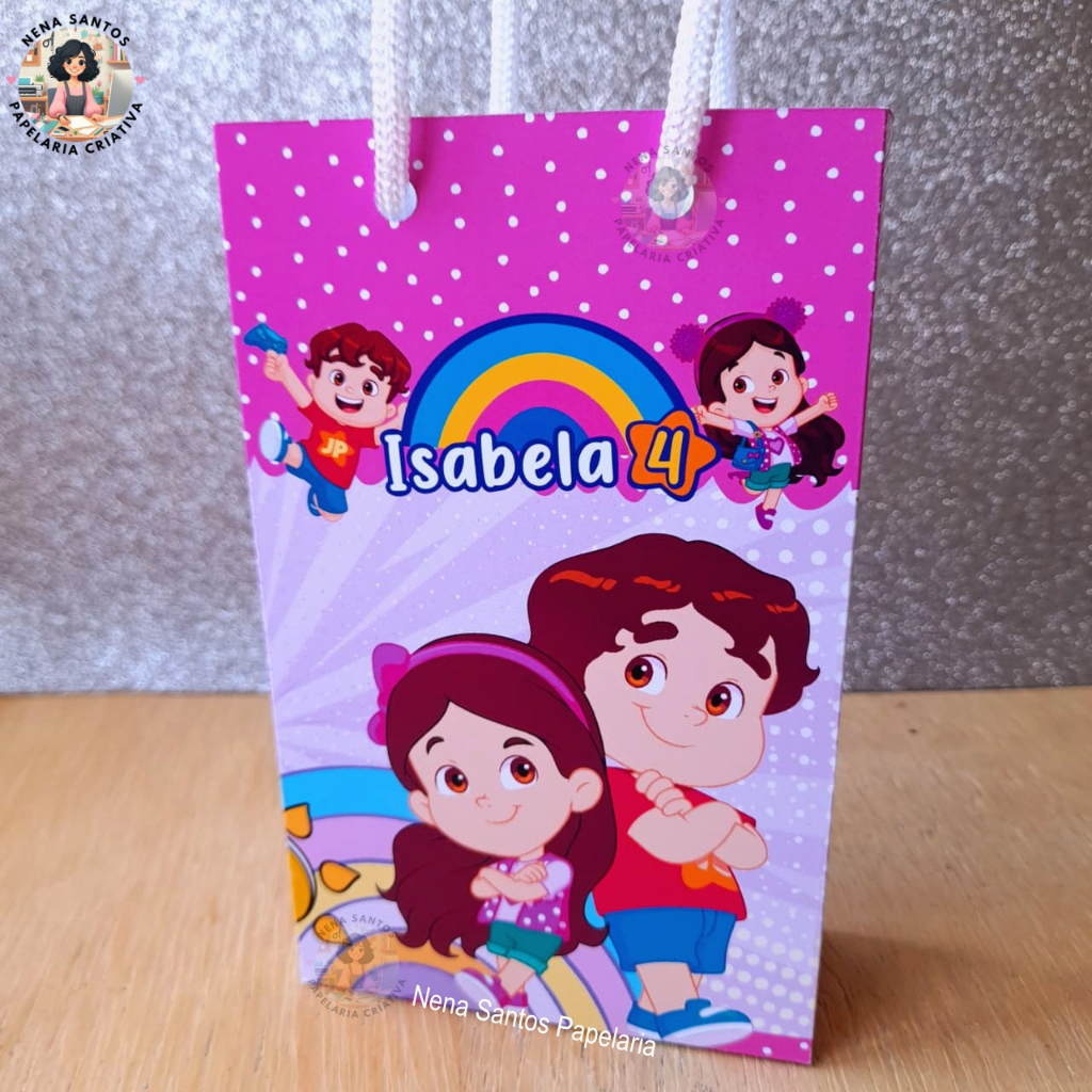 Sacolinha MARIA CLARA e JP MENINA Personalizada (PEGUE E MONTE)Lembrancinha Festa Sacolinha Surpresa