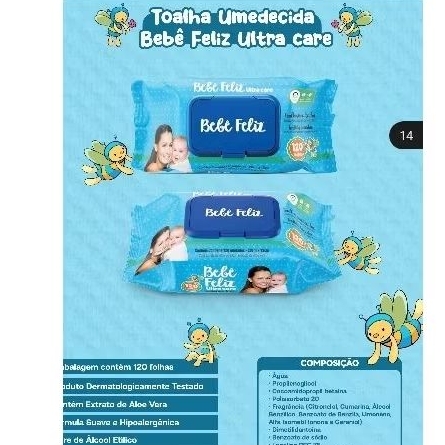 1 Pacote Toalhas Umedecidas Bebê Feliz 120 Folhas com Fórmula Suave e Hipoalergênica
