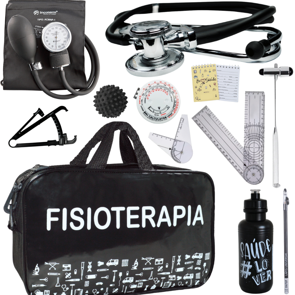 Kit Fisioterapia Aparelho Pressao Estetoscopio Duplo Adulto Martelo Buck Fita Goniometro Completo