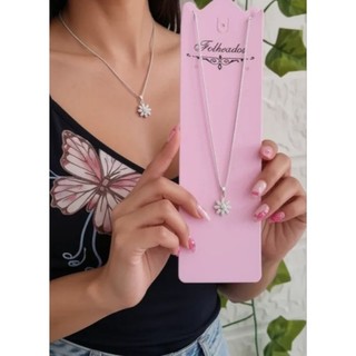 Colar Prateado Folheado Flor Cravejada/colar de flor