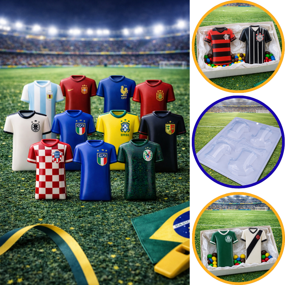 Forma Silicone Bwb 3 Partes Camisa Pequena Futebol 65Mm Copa Do Mundo Cod 10361 (CHOCO)