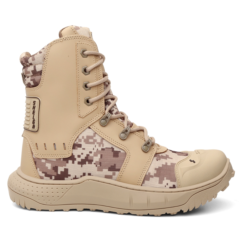 Bota Cano Longo Militar Tatica Biqueira Pvc Couro Nobre Shelga Boots C.A