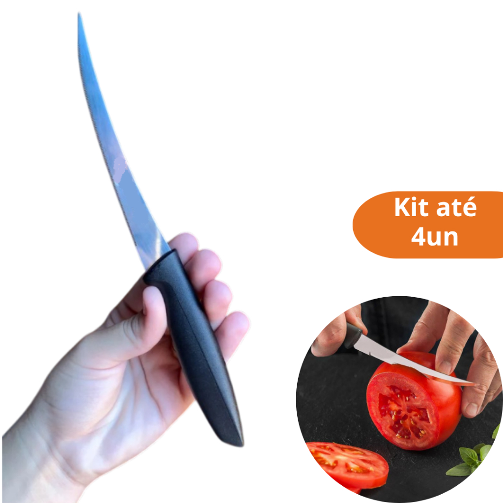 Faca Tomate Inox 5 Polegadas Serrilhada Profissional Corte Preciso Pão Frutas Cozinha