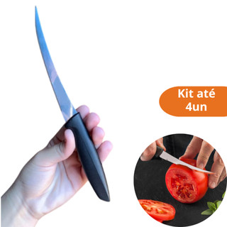 Faca Tomate Inox 5 Polegadas Serrilhada Profissional Corte Preciso Pão Frutas Cozinha