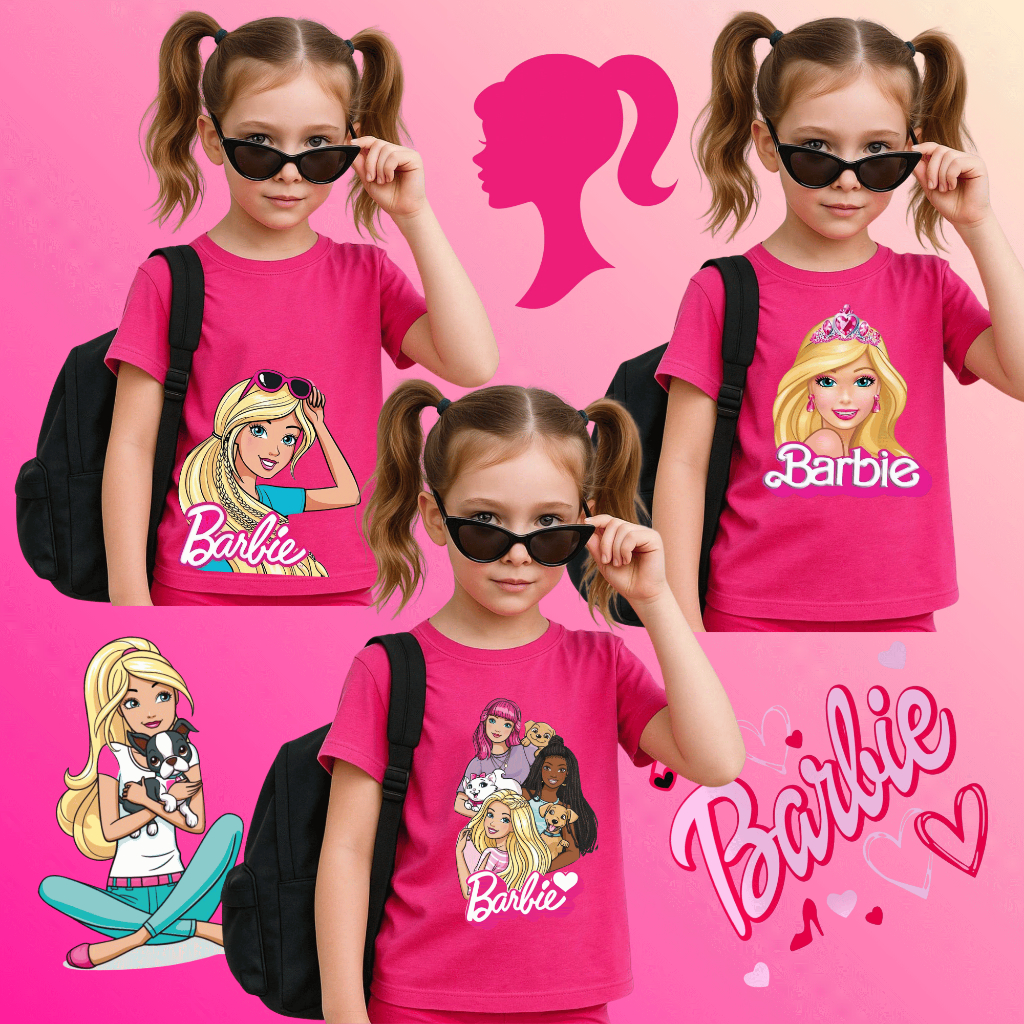 Camiseta Infantil Barbie Camisa Barbie Lançamento Escola Aniversário Blusa Barbie Princesa Premium