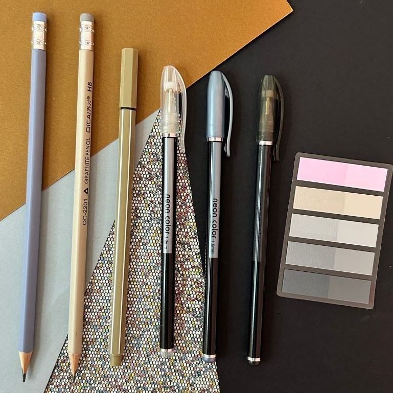 Kit Papelaria fofa cores neutras 7 itens - Papelaria fofa - papelaria criativa - menos de 2,00 por item