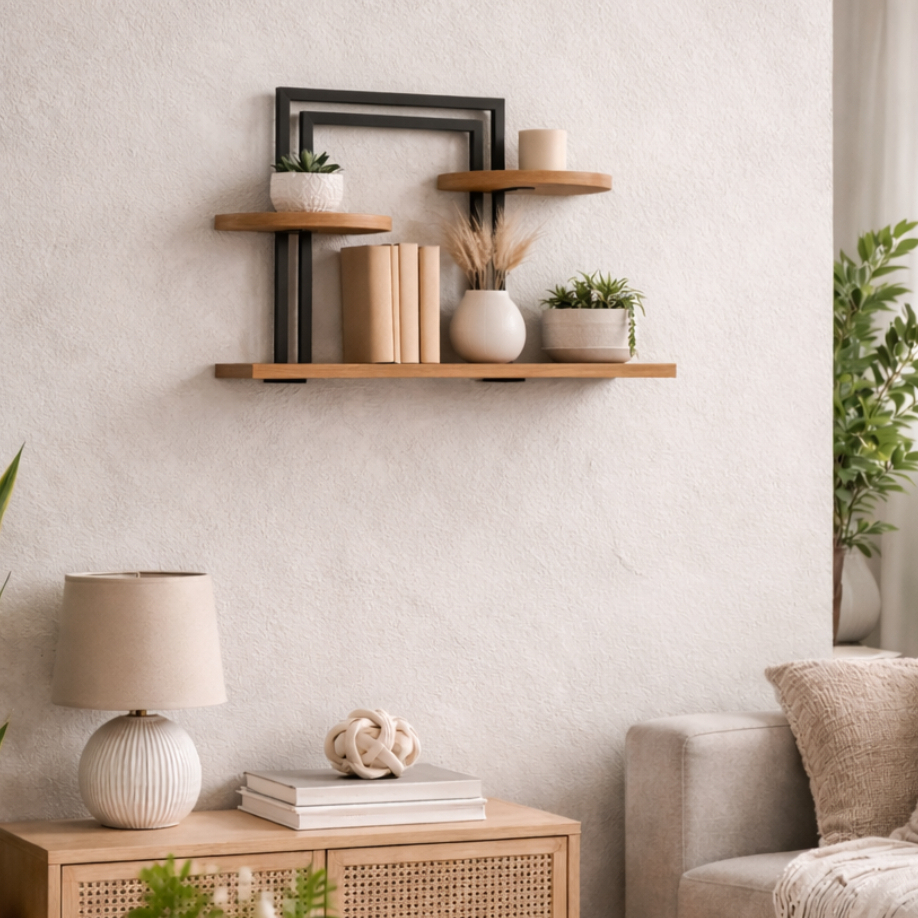 Nicho Decorativo Industrial Moderno Modelo Bali Nicho De Parede com Praleteira Sala Quarto Hall