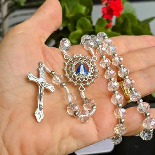 Terço Nossa Senhora Aparecida Luxo Cristal Transparente