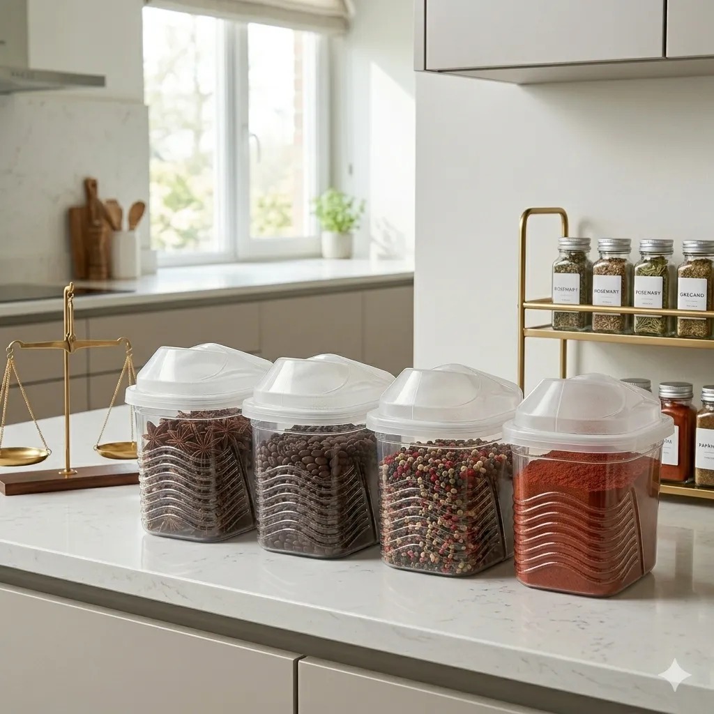 Kit 4x Farinheiro Porta Grãos 900ml Ingredientes Aveia Açucareiro Cozinha