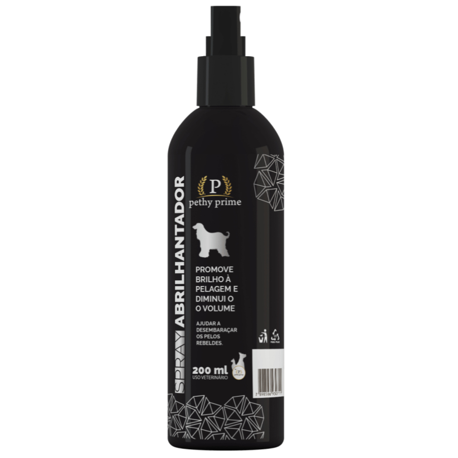 Spray Abrilhantador Pet Profissional Brilho Intenso Pelo Macio Finalizador Cães e Gatos Pethy Prime