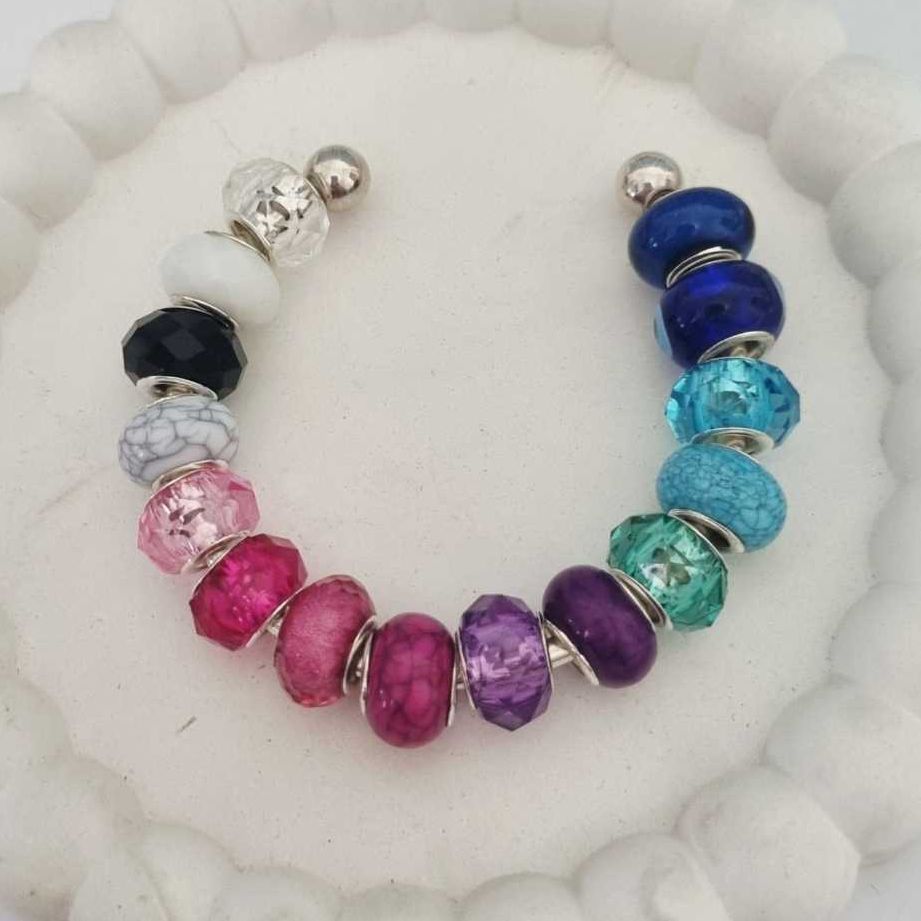 Berloque Separador Murano Varias Cores Rosa Azul Branco Preto em Oferta na Shopee