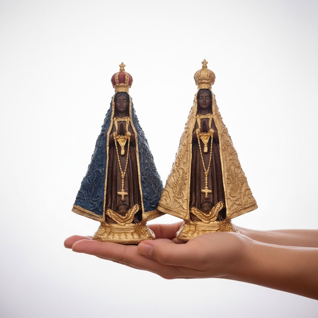 Nossa Senhora Aparecida Manto Azul Gesso Pó De Mármore 15 Cm em Oferta na Shopee