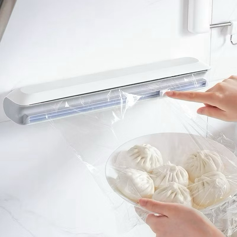 Suporte Papel Filme Plástico Pvc Parede Cortador com Cortador Porta Papel Para Embalar Alimentos