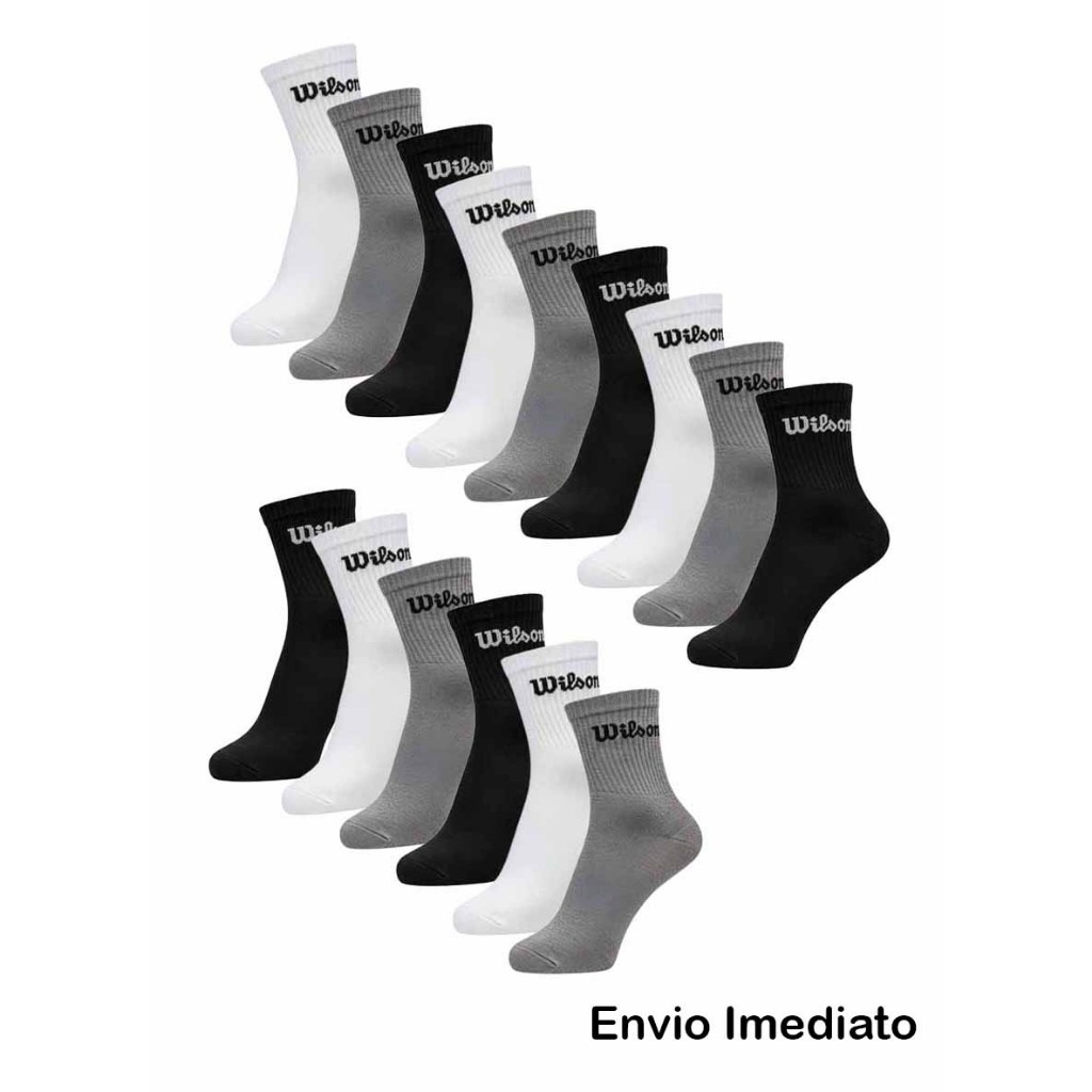 Kit 6 ou 15 pares de meia Wilson cano longo canelada