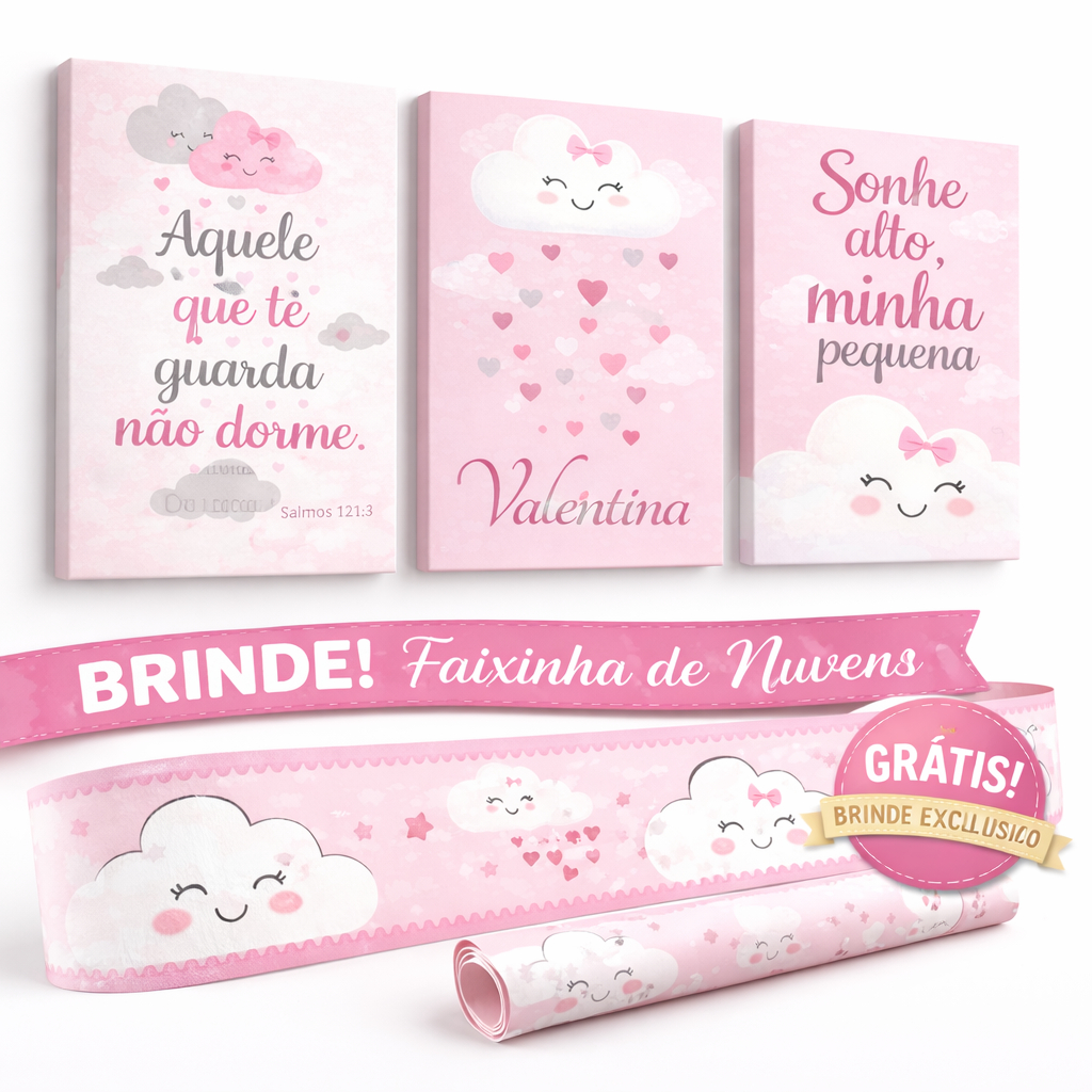 Quadros Decorativos Sala, Quarto, Escritório Decoração Infantil menina menino rosa e azul
