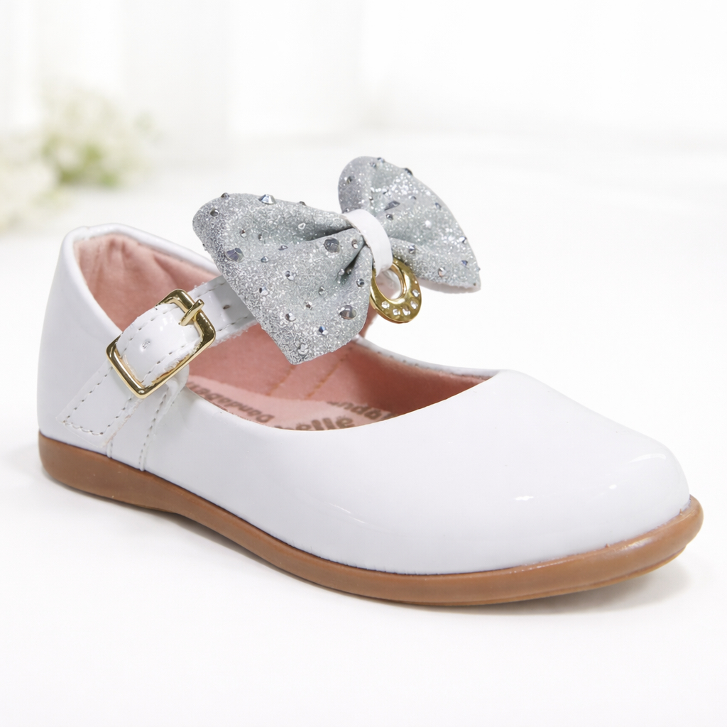 Sapatilha feminina deliciada Infantil Bebê Menina com Laço Glitter e Aplicação de Strass confort