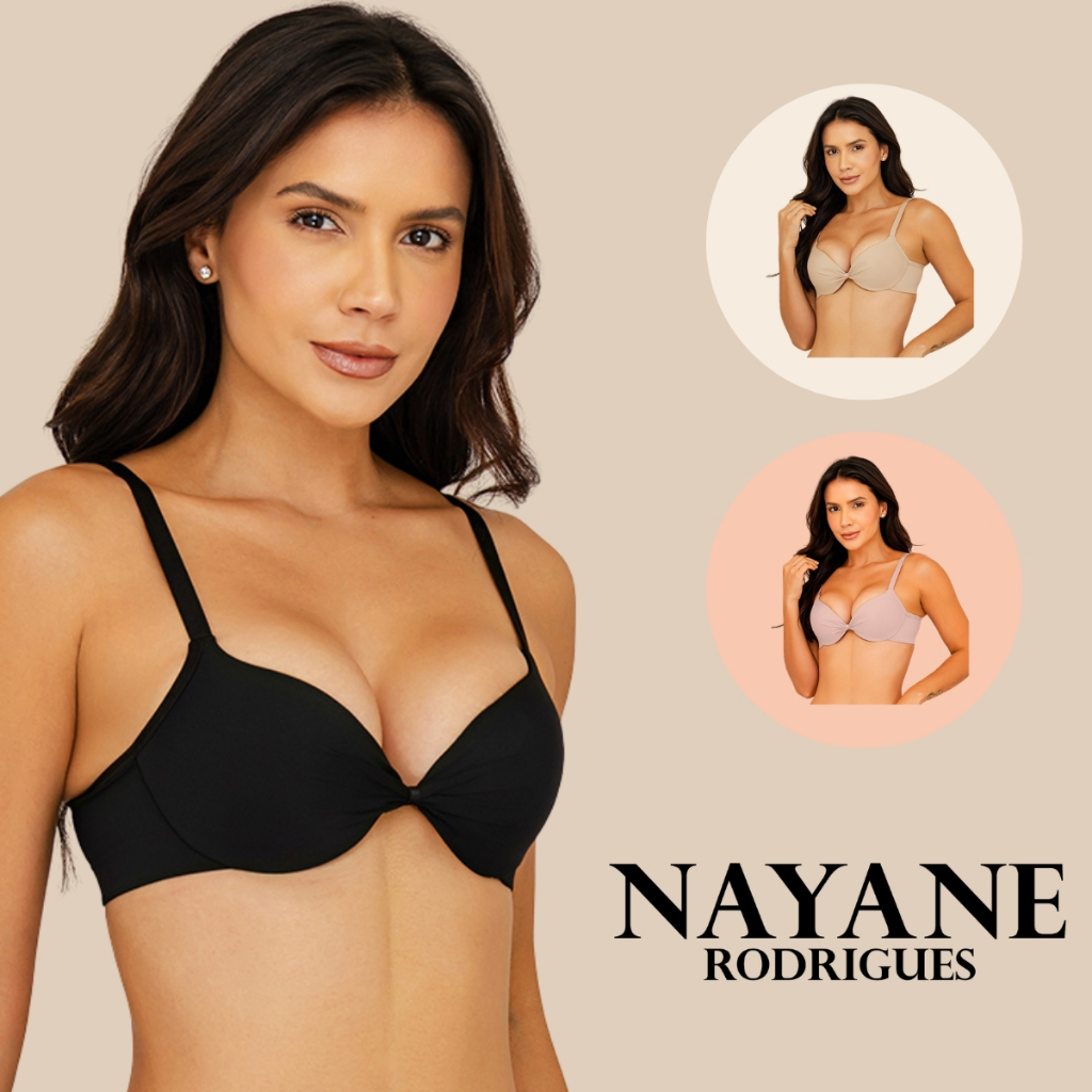 Sutiã Push Up Nayane Com Bojo Bombom Poliamida Alça Regulável Confortável