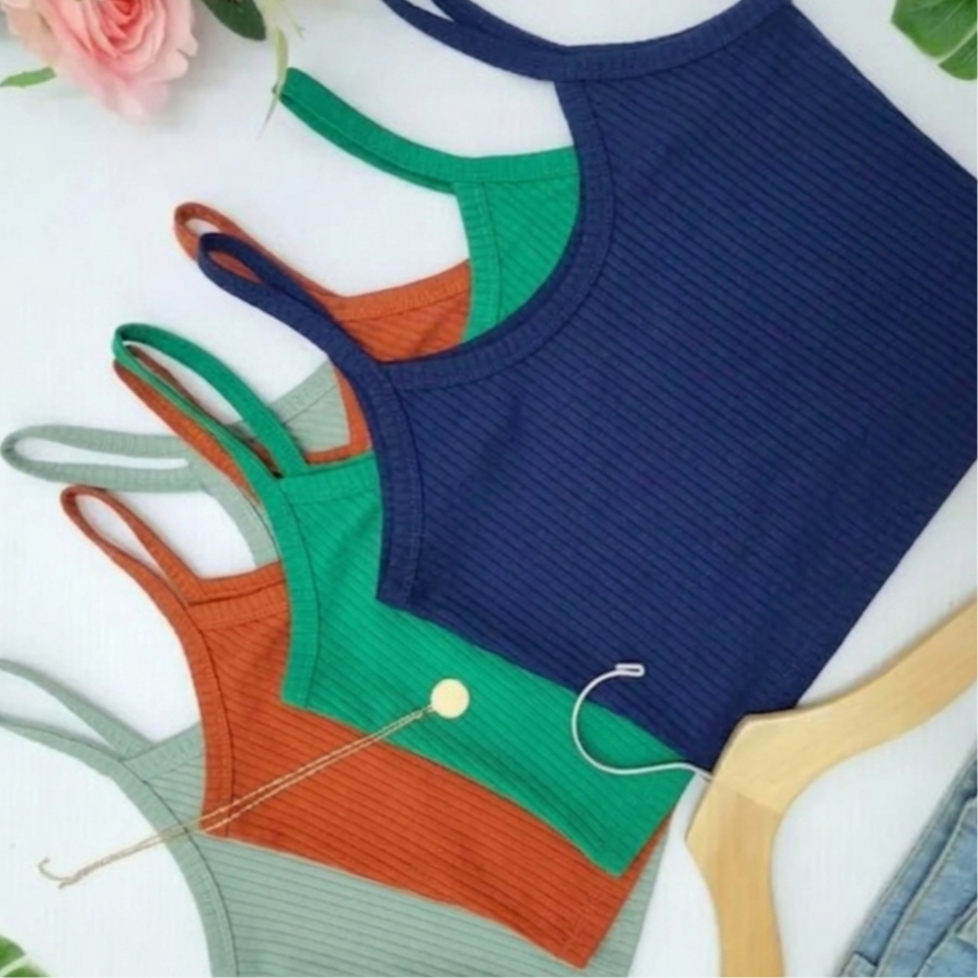 Kit com 10 Tops Academia Feminino Regata Alcinha Canelado Cropped