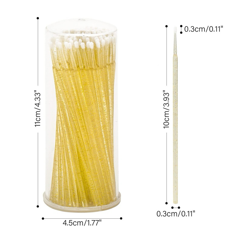 100uni Microbrush com bastão glitter para alongamento de cílios ATACADO ENVIO RÁPIDO PROMOÇÃO