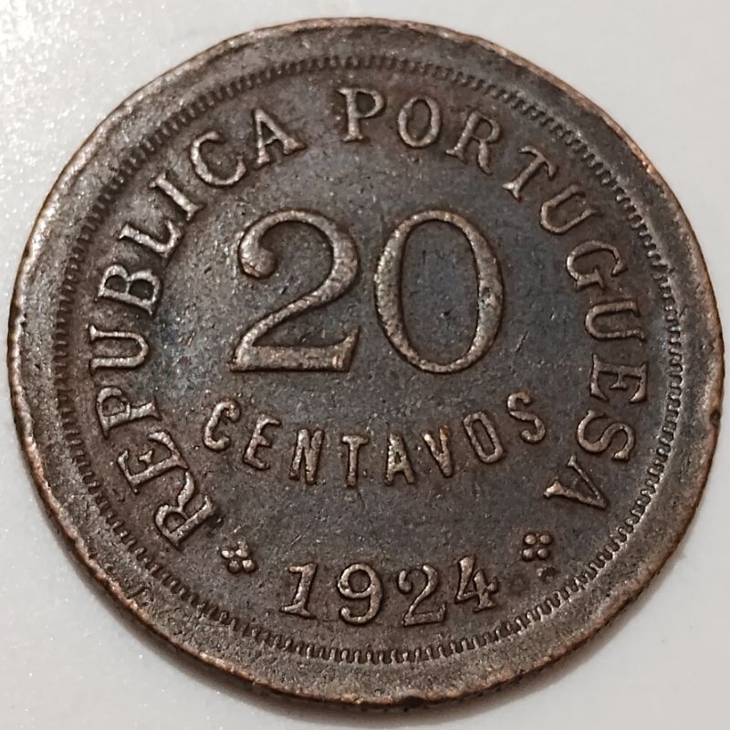 Moeda antiga 20 centavos 1924 Portugal