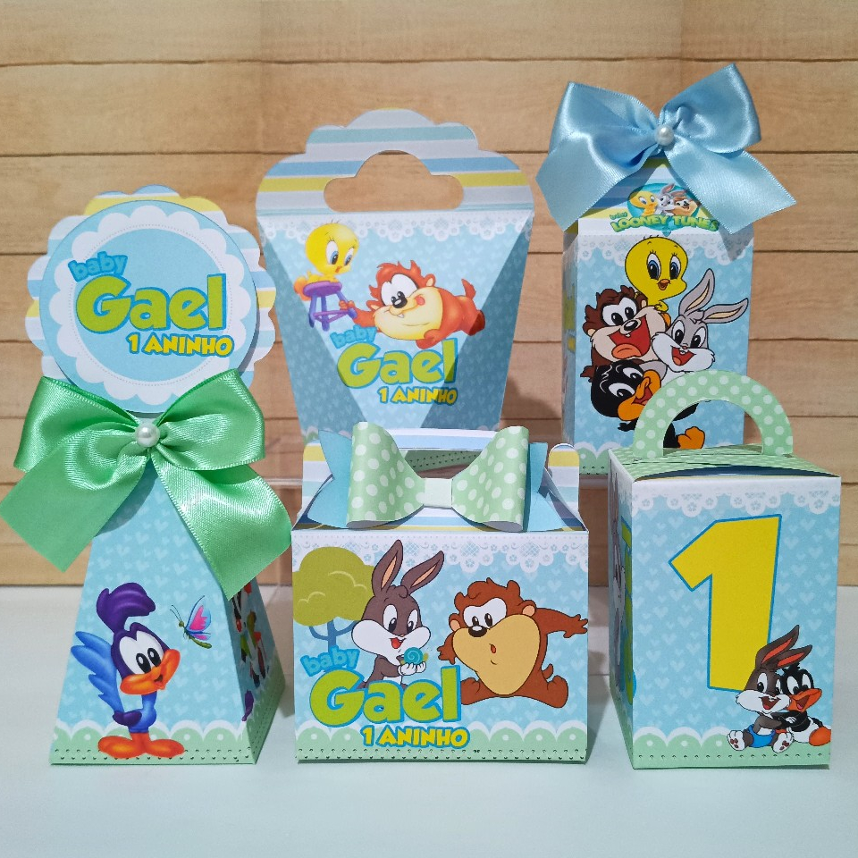 Kit Festa Baby Looney Tunes - Caixinhas personalizadas Lembrancinhas para Aniversário